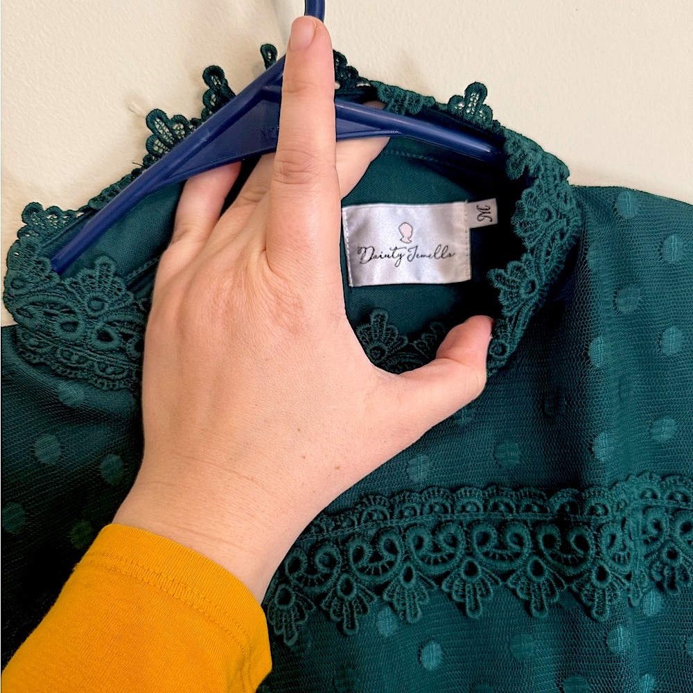 Dainty Jewells Teal Long Sleeve Lace Dress - Picture 3 of 10